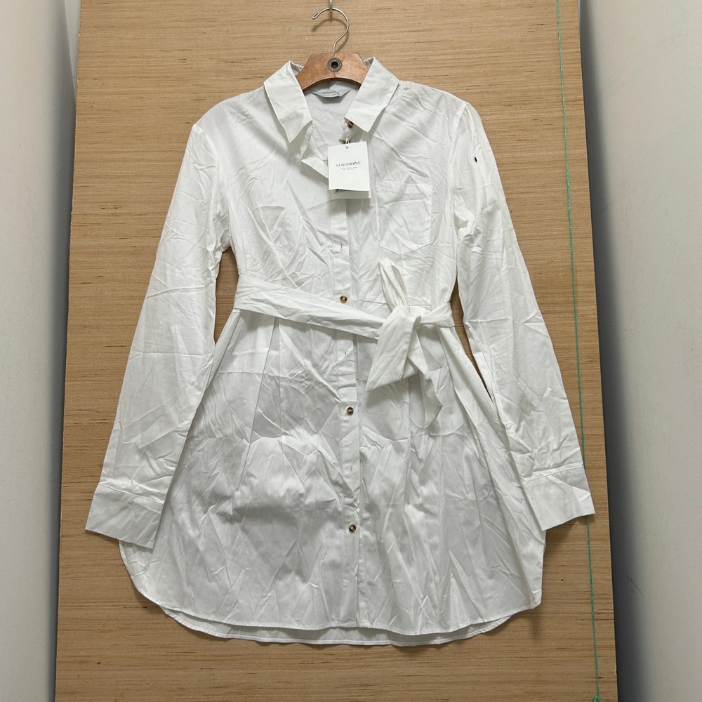 Seraphine Hilde White Cotton Tunic Shirt Tie Waist Maternity US 6 UK 10 W031030